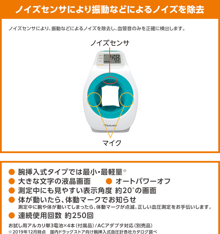 ノイズセンサにより振動などによるノイズを除去