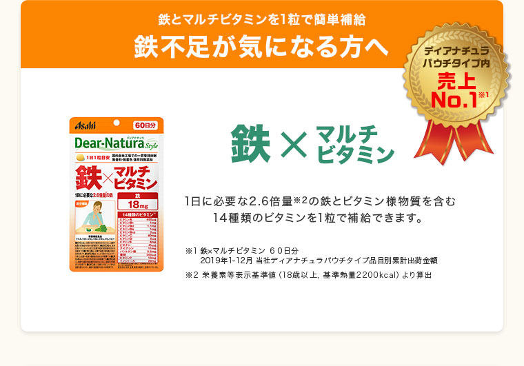 鉄不足が気になる方へ。ディアナチュラスタイル 鉄×マルチビタミン