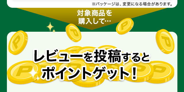 対象商品を購入して…レビューを投稿するとポイントゲット！