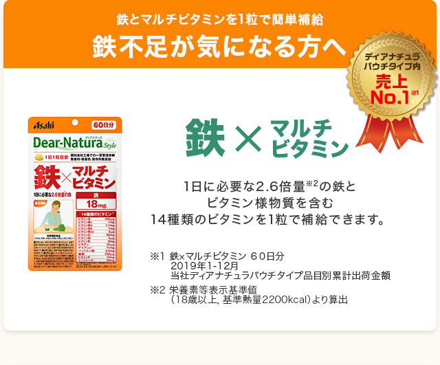 鉄不足が気になる方へ。ディアナチュラスタイル 鉄×マルチビタミン