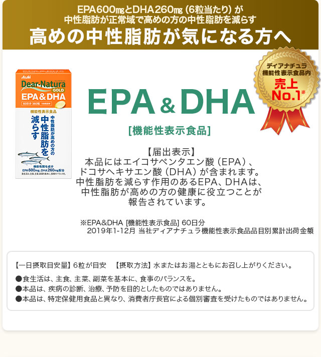 高めの中性脂肪が気になる方へ。ディアナチュラゴールド EPA＆DHA