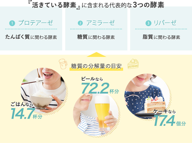 『活きている酵素』に含まれる代表的な3つの酵素