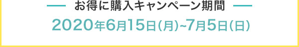 お得に購入キャンペーン 2020年6月15日（月）~7月5日（日）