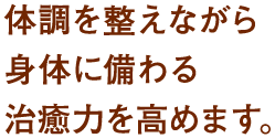 体調を整えながら身体に備わる治癒力を高めます。