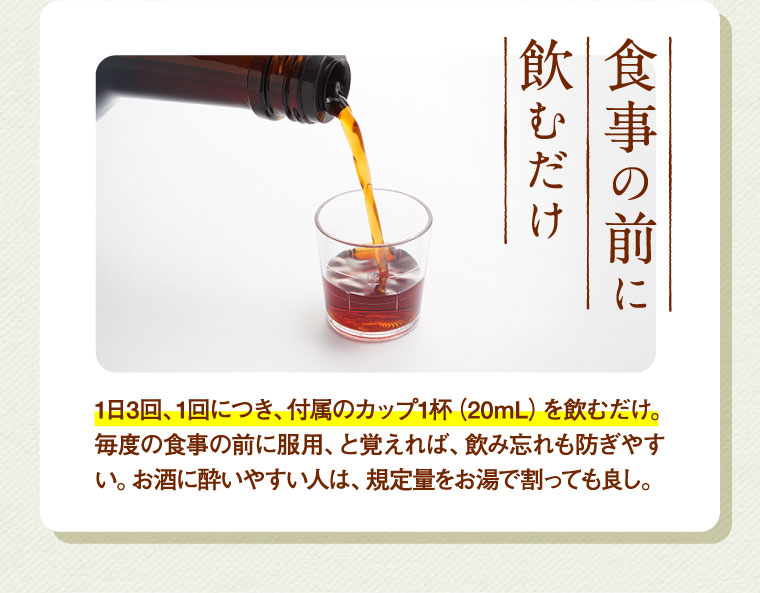 食事の前に飲むだけ
