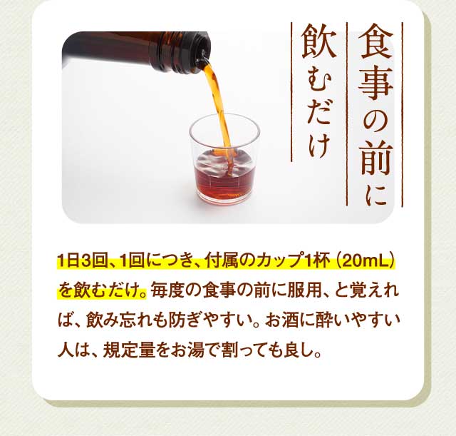 食事の前に飲むだけ