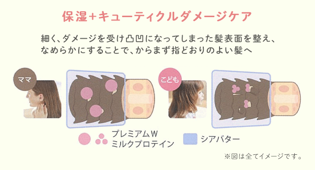 細く、ダメージを受け凸凹になってしまった髪表面を整え、なめらかにすることで、からまず指どおりのよい髪へ