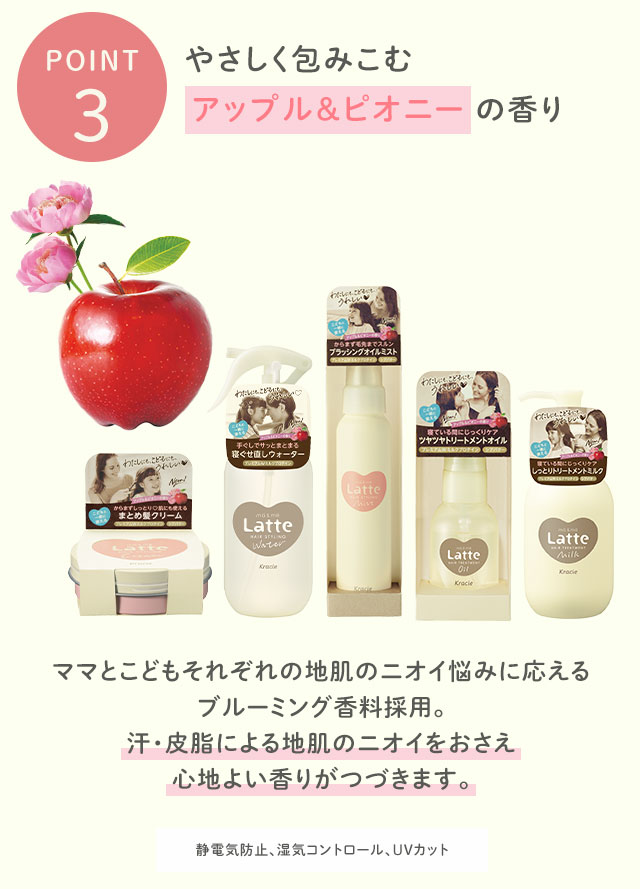 【POINT3】やさしく包みこむアップル＆ピオニーの香り