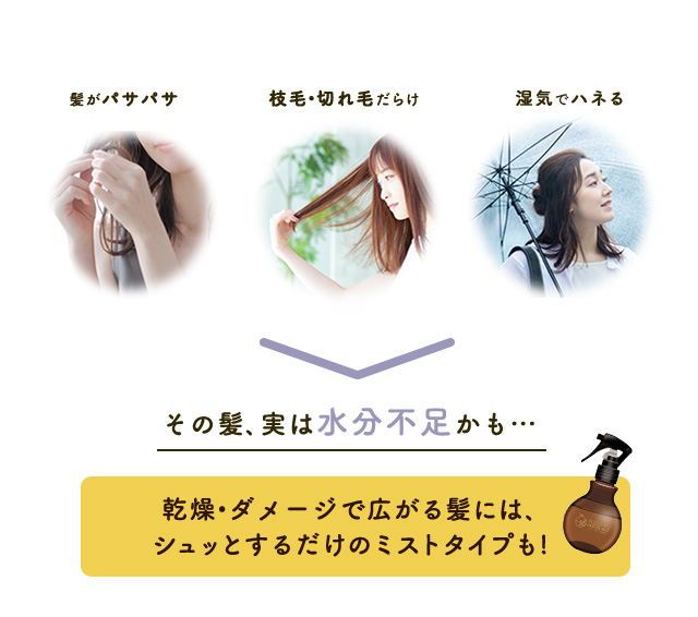 乾燥・ダメージで広がる髪には、シュッとするだけのミストタイプも！