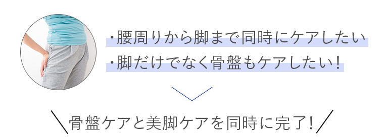 骨盤ケアと美脚ケアを同時に完了！