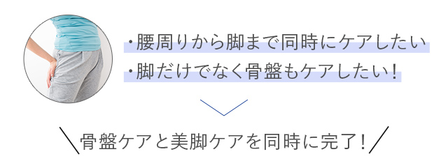 骨盤ケアと美脚ケアを同時に完了！