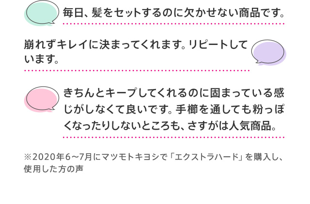 毎日、髪をセットするのに欠かせない商品です。