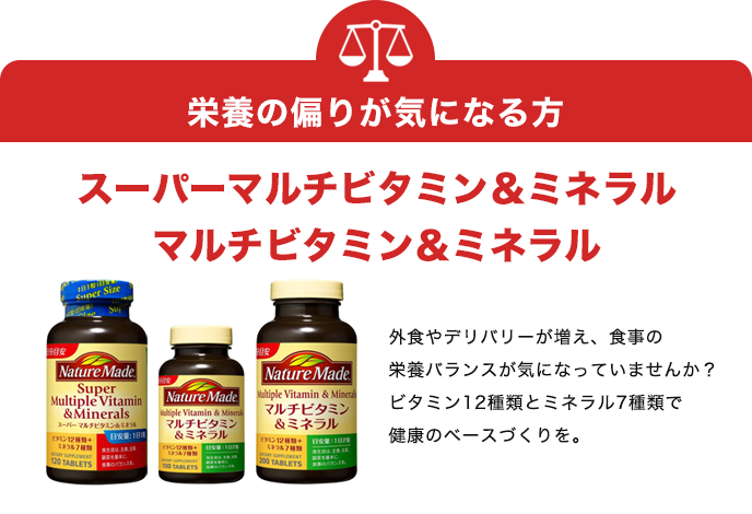 栄養の偏りが気になる方　スーパーマルチビタミン＆ミネラル　マルチビタミン＆ミネラル
