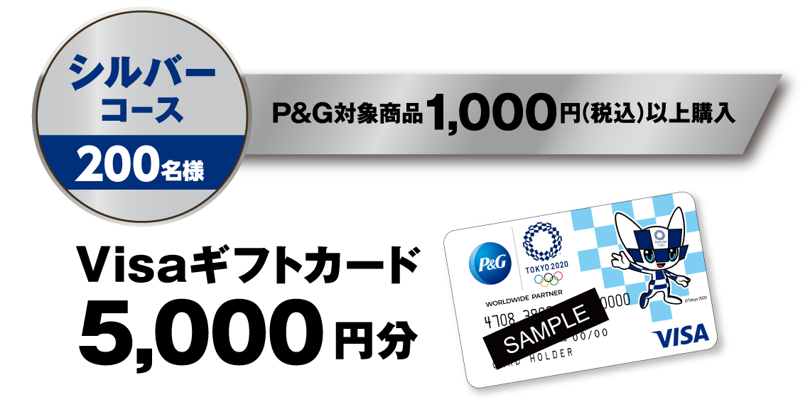 【シルバーコース 200名様】P&G対象商品1,000円（税込）以上購入/Visaギフトカード5,000円分