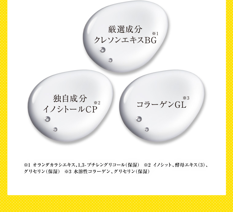 厳選成分 クレソンエキスBG コラーゲンGL 独自成分 イノシトールCP