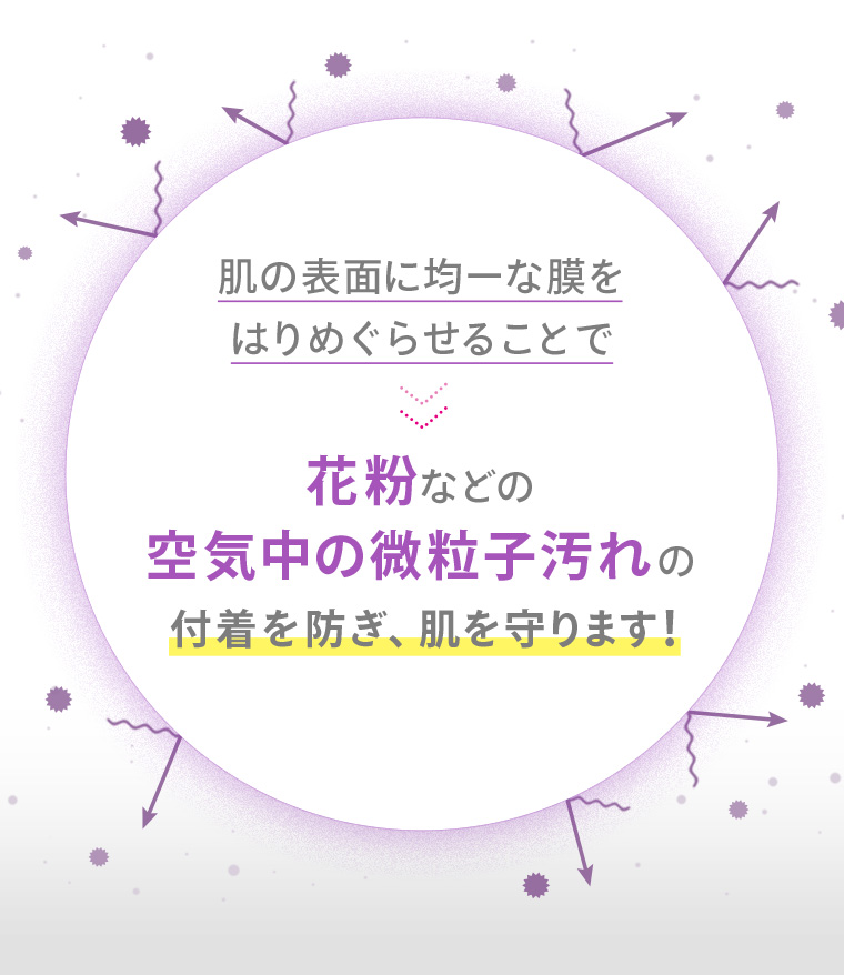 花粉などの空気中の微粒子汚れの付着を防ぎ、肌を守ります！