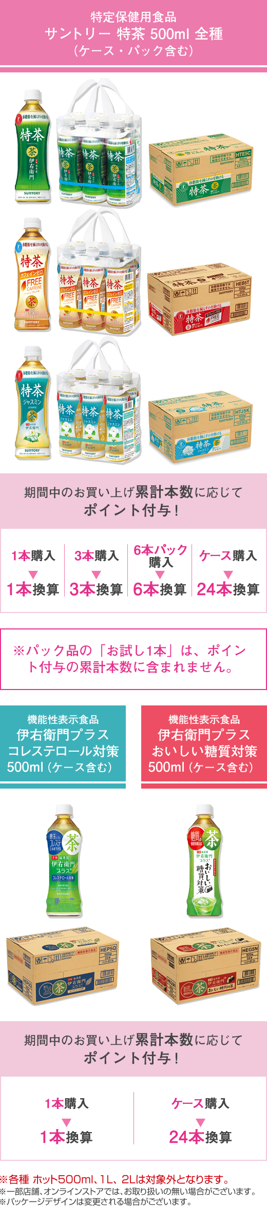 特定保健用食品 サントリー 特茶 500ml 全種（ケース・パック含む）