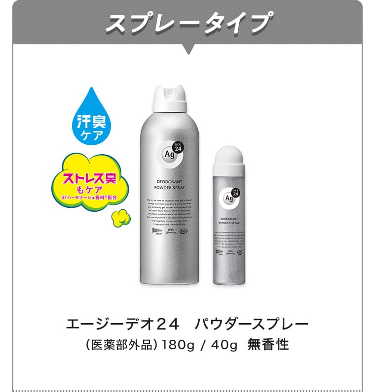 スプレータイプ エージーデオ２４  パウダースプレー（医薬部外品）180g / 40g  無香性