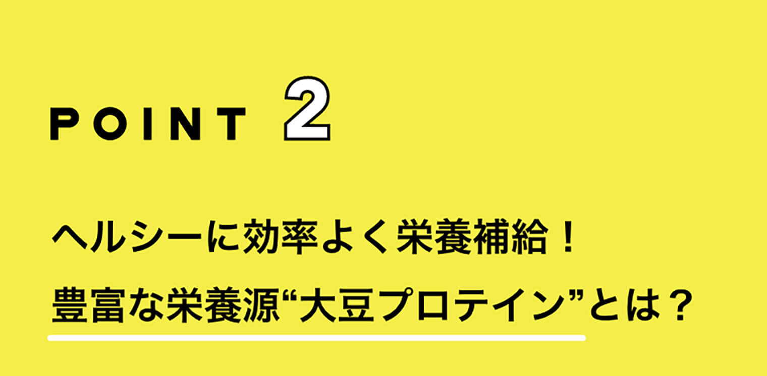 POINT2 ヘルシーに効率よく栄養補給！豊富な栄養源“大豆プロテイン”とは？