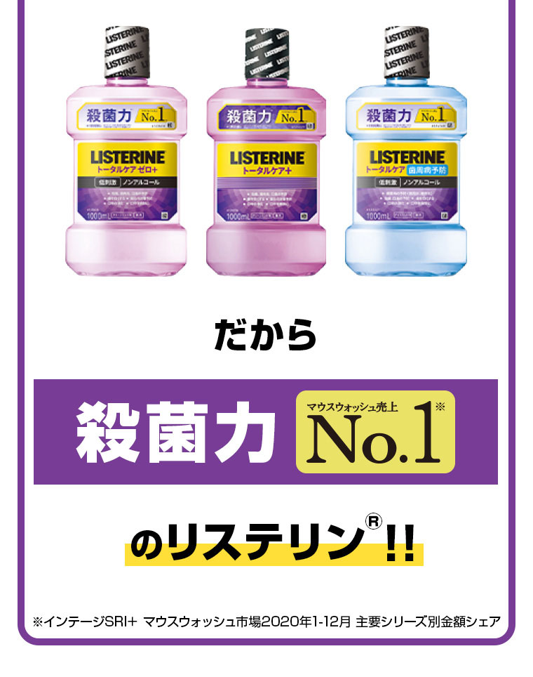 だから殺菌力No.1のリステリン（R）！！
