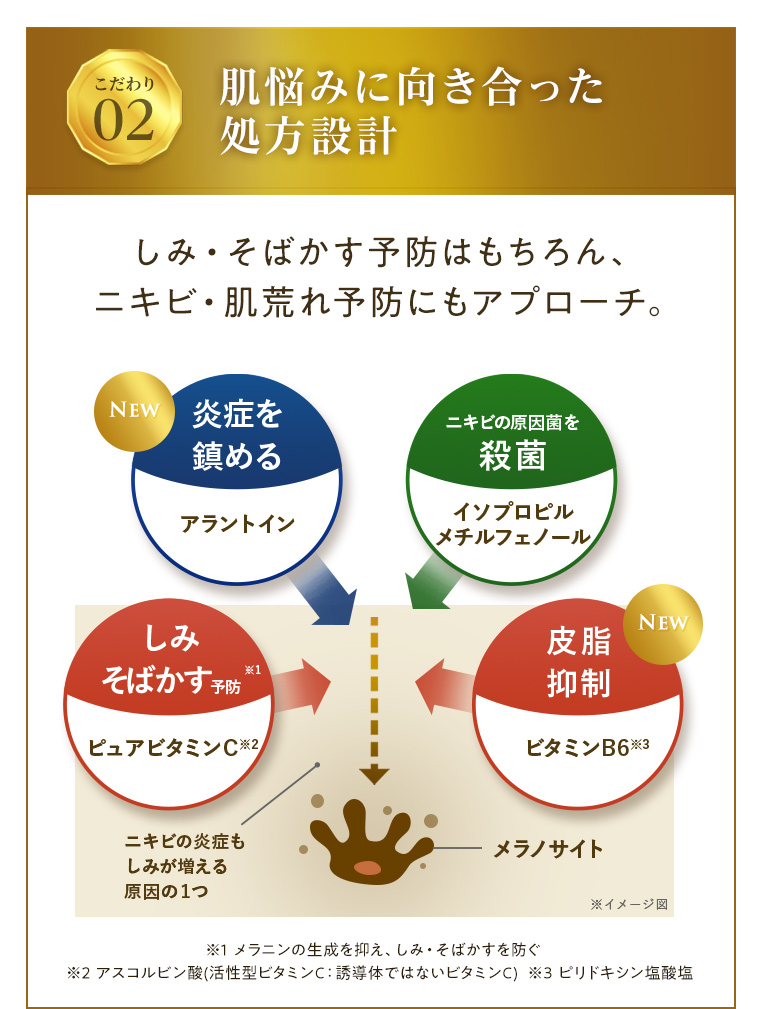 こだわり02 肌悩みに向き合った処方設計