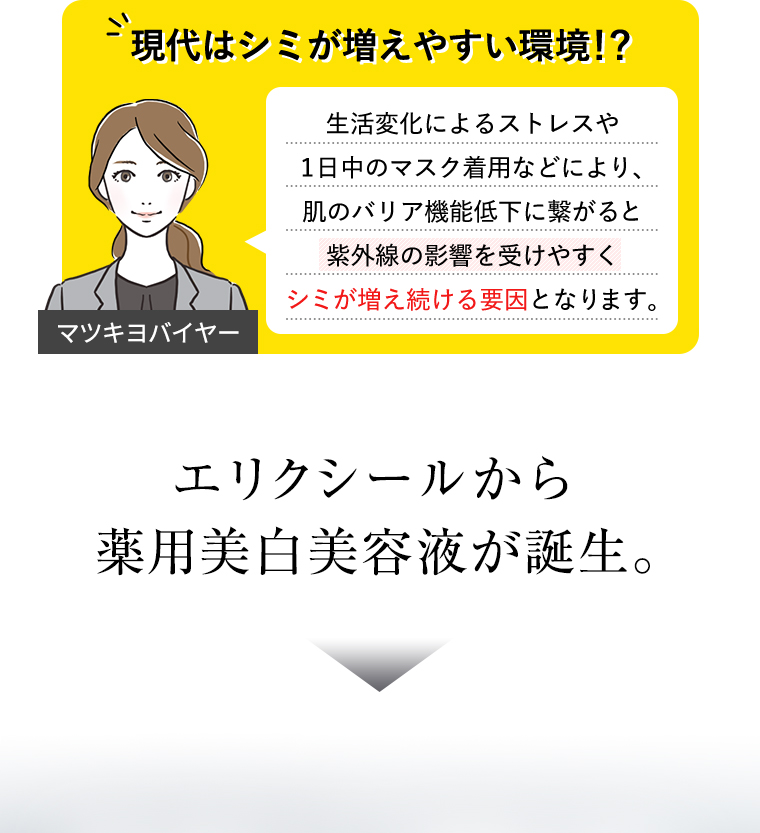 エリクシールから薬用美白美容液が誕生。