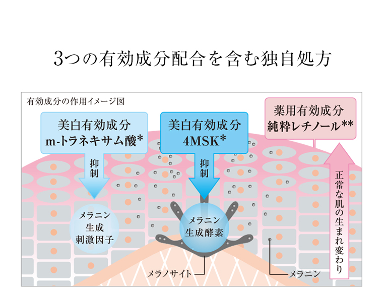 3つの有効成分配合を含む独自処方