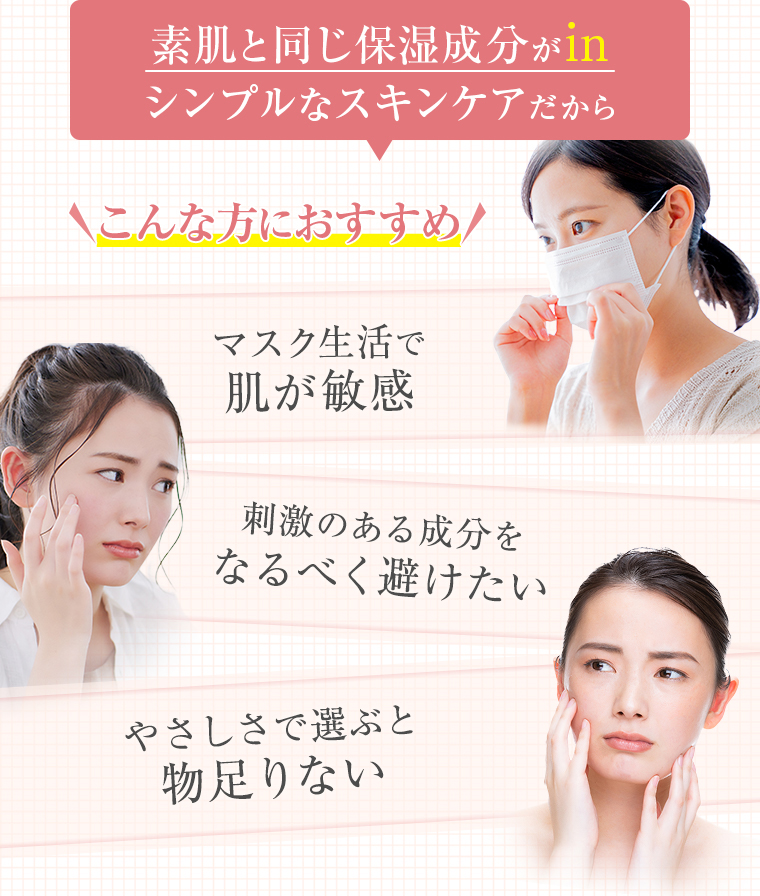 素肌と同じ保湿成分がin シンプルなスキンケアだから