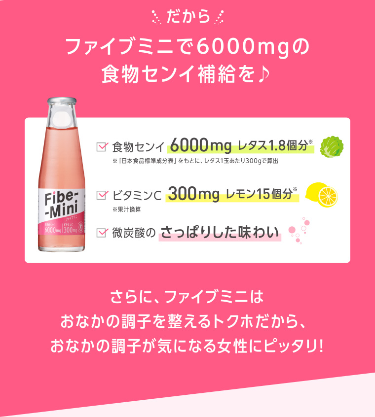 だからファイブミニで6000mgの食物センイ補給を♪