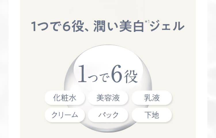 1つで6役、潤い美白＊1ジェル