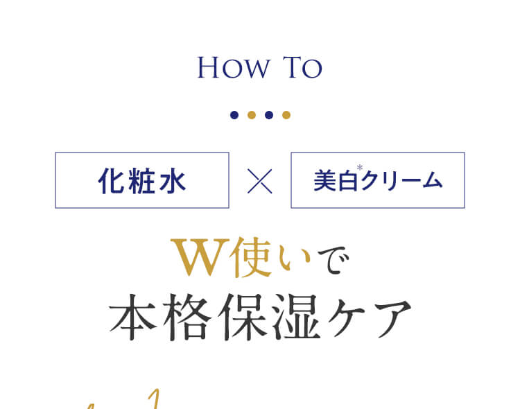 化粧水×美白クリームＷ使いで本格保湿ケア
