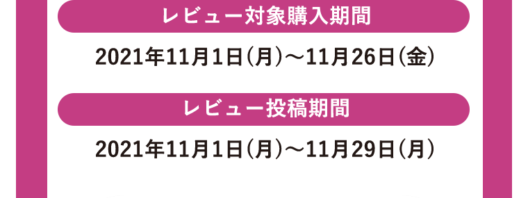 レビュー対象購入期間　レビュー投稿期間