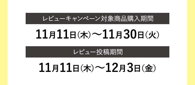 レビューキャンペーン対象商品購入期間 レビュー投稿期間