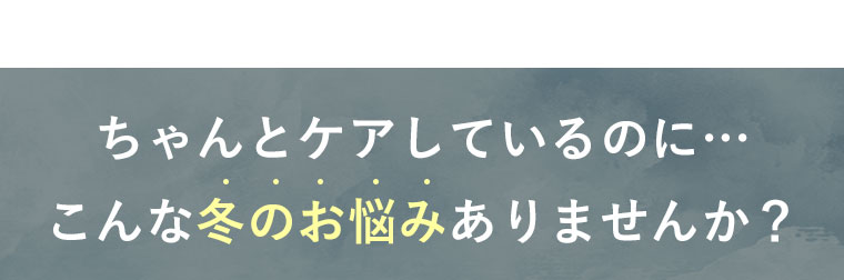 ちゃんとケアしているのに…こんな冬のお悩みありませんか？