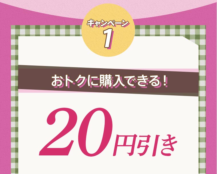 キャンペーン1:おトクに購入できる！20円引き