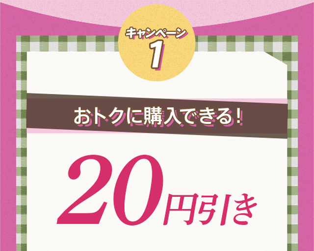 キャンペーン1:おトクに購入できる！20円引き