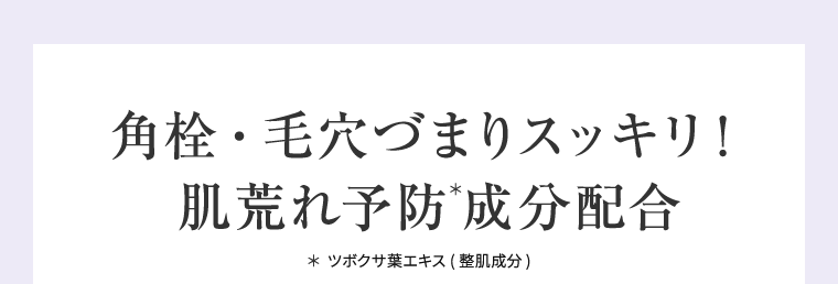 角栓・毛穴づまりスッキリ！肌荒れ予防成分配合