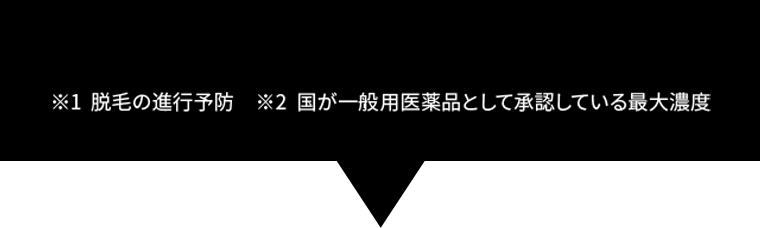 ※1 脱毛の進行予防　※2 国が一般用医薬品として承認している最大濃度