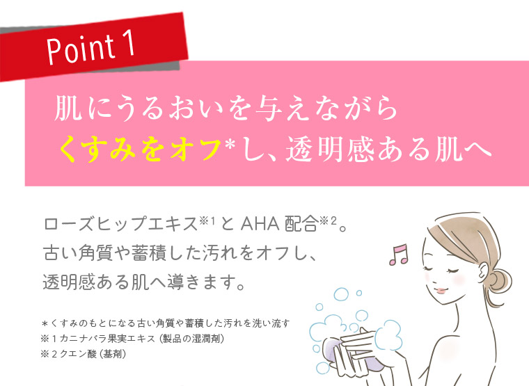 肌にうるおいを与えながらくすみをオフし、透明感ある肌へ