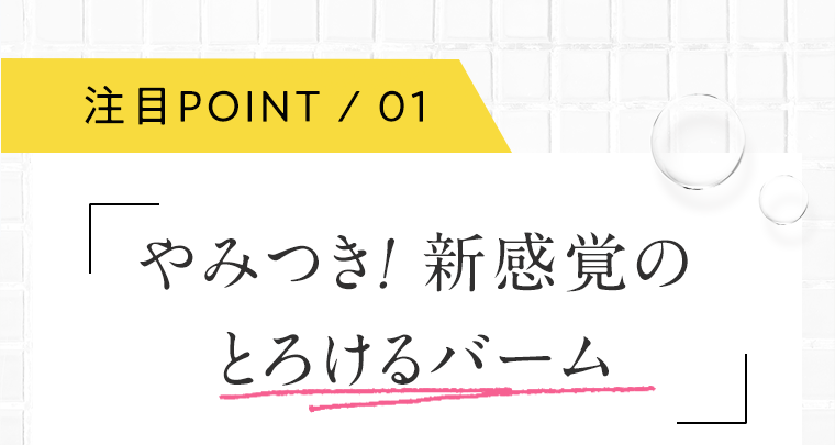注目POINT 01 やみつき！新感覚のとろけるバーム