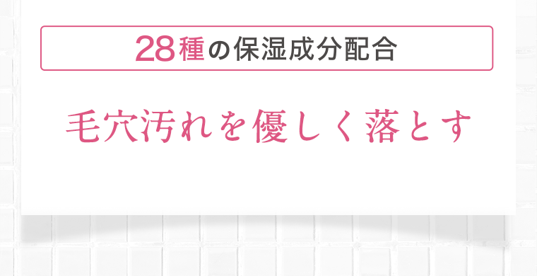 28種の保湿成分配合 毛穴汚れを優しく落とす