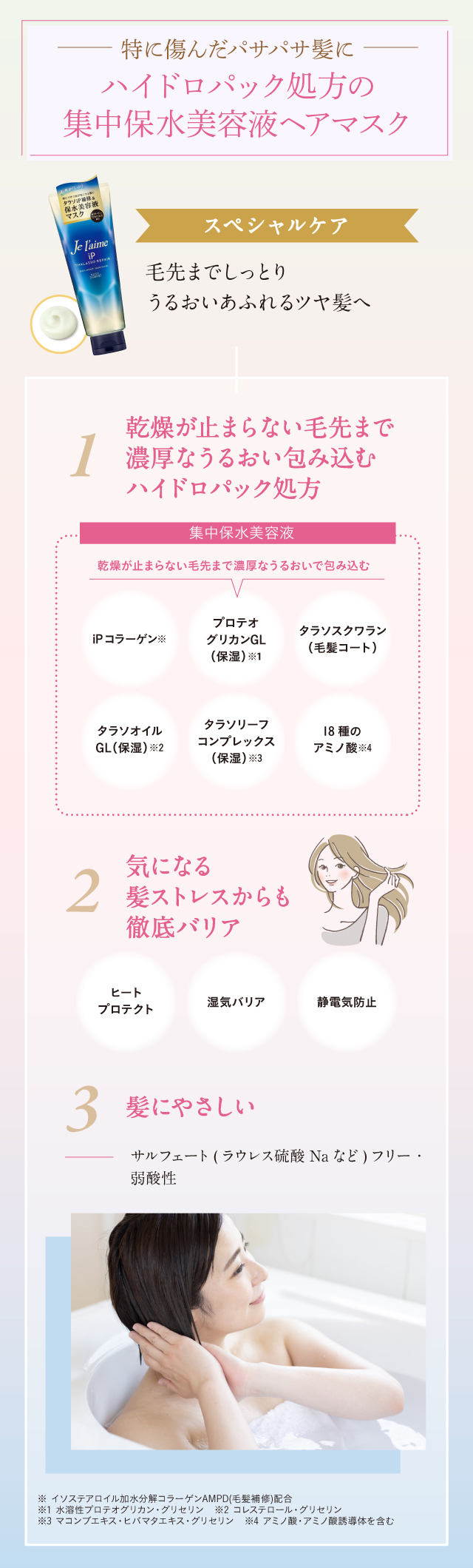 ハイドロパック処方の集中保水美容液ヘアマスク