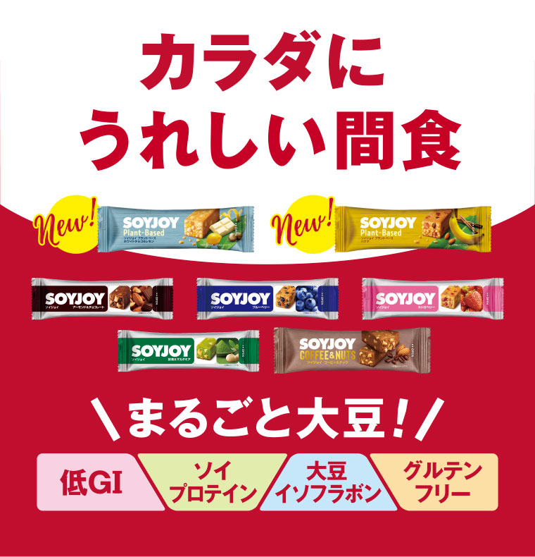 カラダにうれしい間食／まるごと大豆！／低GI・ソイプロテイン・大豆イソフラボン・グルテンフリー