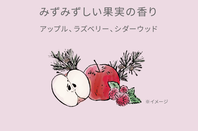 みずみずしい果実の香り アップル、ラズベリー、シダーウッド