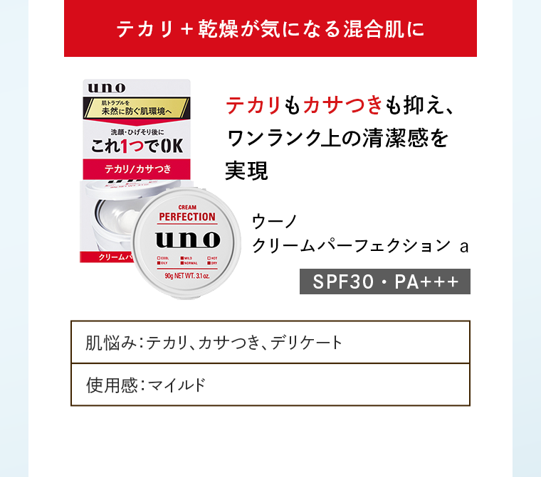 テカり＋乾燥が気になる混合肌に