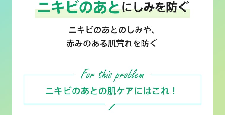 ニキビのあとにしみを防ぐ　ニキビのあとのしみや、赤みのある肌荒れを防ぐ　ニキビのあとの肌ケアにはこれ！