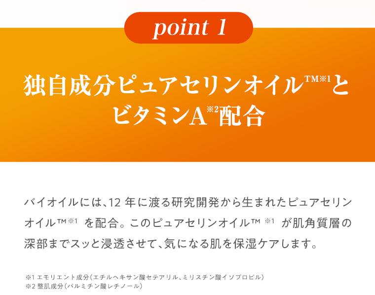 独自成分ピュアセリンオイルTM※1とビタミンA※2配合