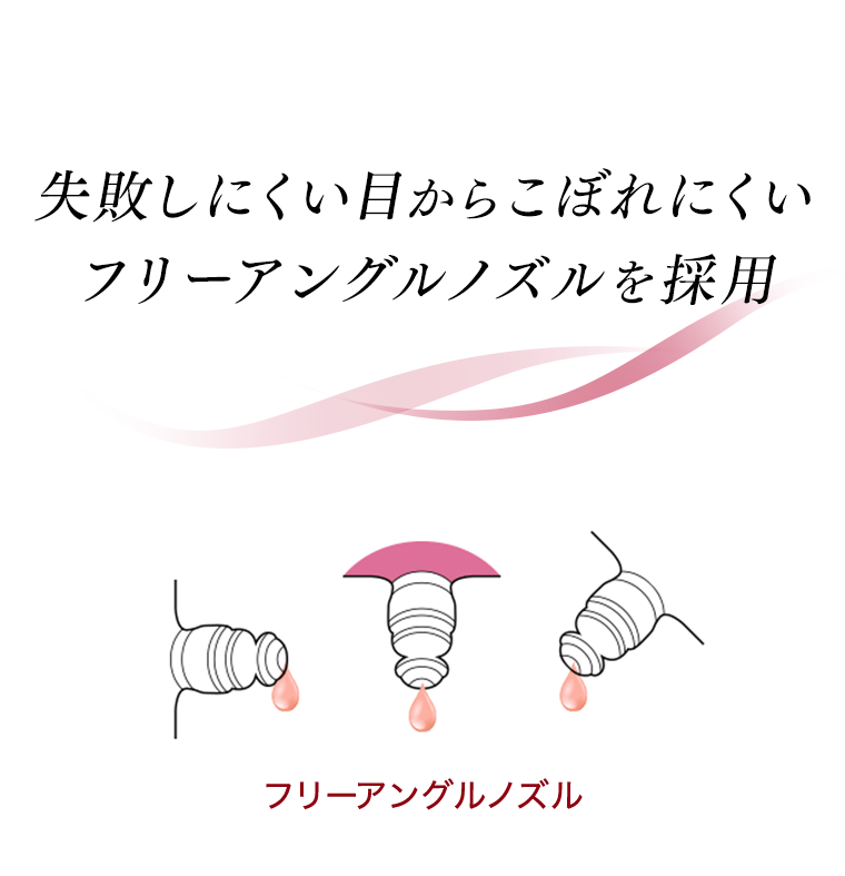 失敗しにくい目からこぼれにくいフリーアングルノズルを採用