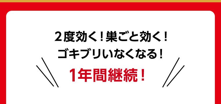 2度効く！巣ごと効く！ゴキブリいなくなる！1年間継続！