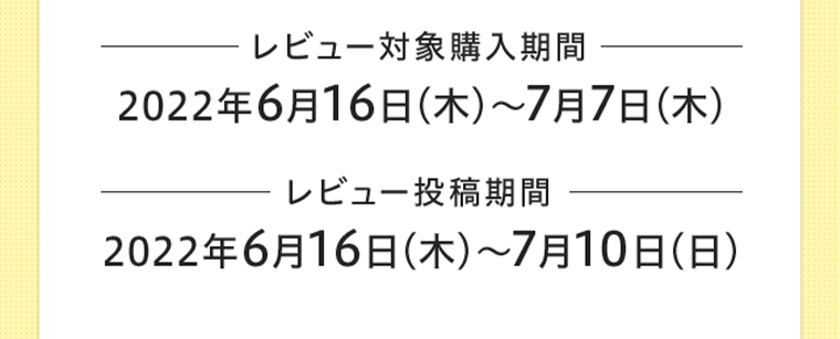 レビュー対象購入期間　レビュー投稿期間